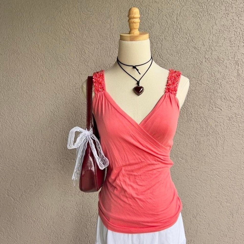 Vintage Y2K Beaded Tank Top Size XS Preppy Going Out Glam Vacation